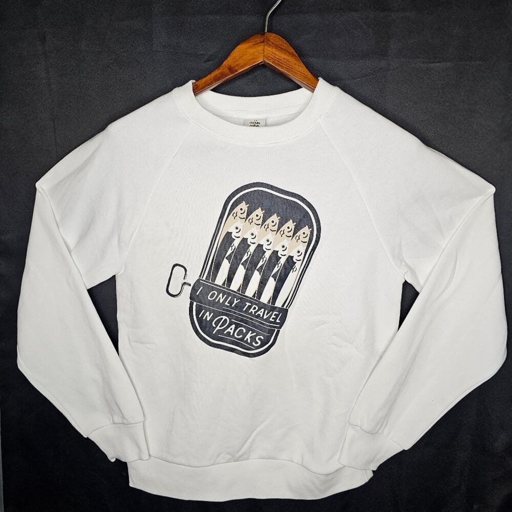 NWT Cotton Blend "I Only Travel In Packs" Sweatshirt XS The Cuddle Collab